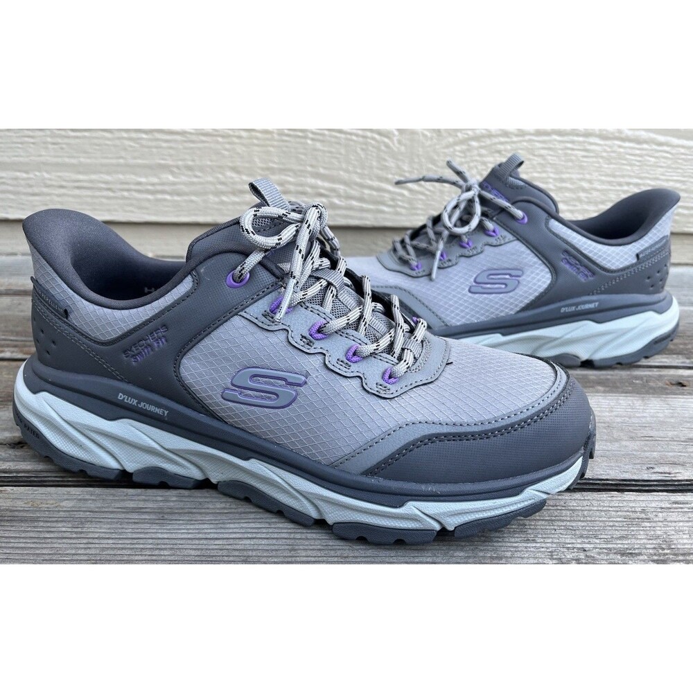 Skechers Swift Fit Hiker Women's 10 Hands Free Sneaker Charcoal/Purple 179442S